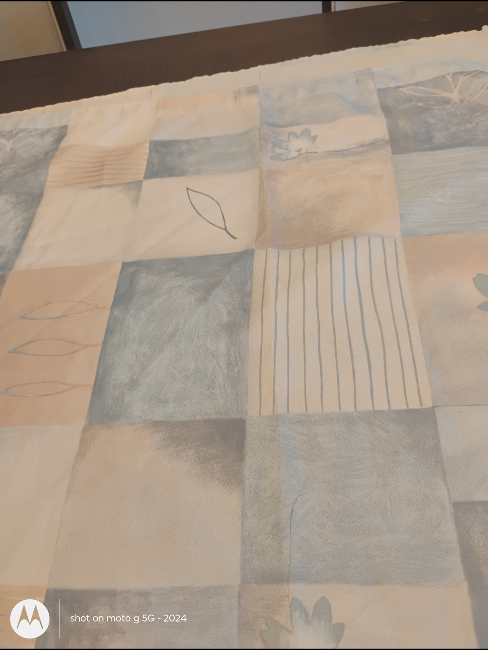 Patchwork Floral Stripe Shower Curtain - Blue & Cream